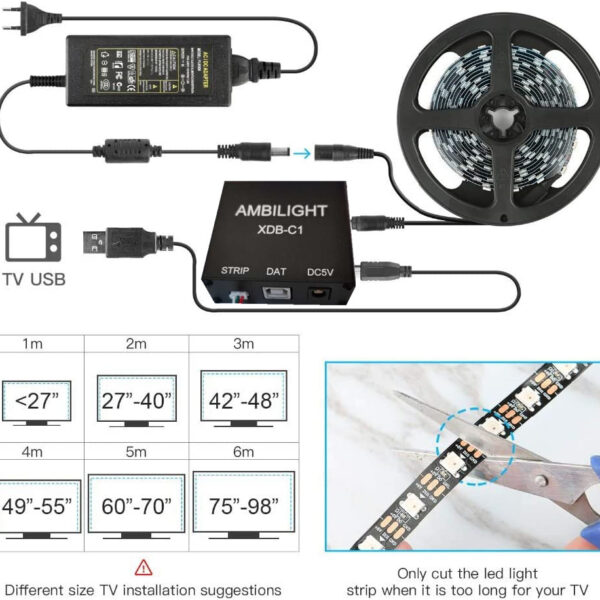 Ambilight-Kit USB LED Strip Light 5050 RGB Dream Color sk6812/ws2812b Strip for Desktop PC Screen Backlight Lighting 1M 2M 3M 4M | Rose Lighting